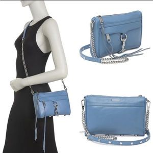 NWT Rebecca Minkoff mini "M.AC." leather
crossbody bag in cement blue